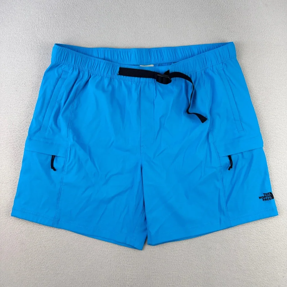 The North Face Class V Belted Shorts Mens XL Blue Performance Nylon Cargo Hiking